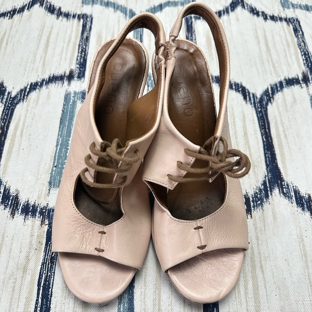 Bueno blush pink  Leather Sandals with Block Heel size 38